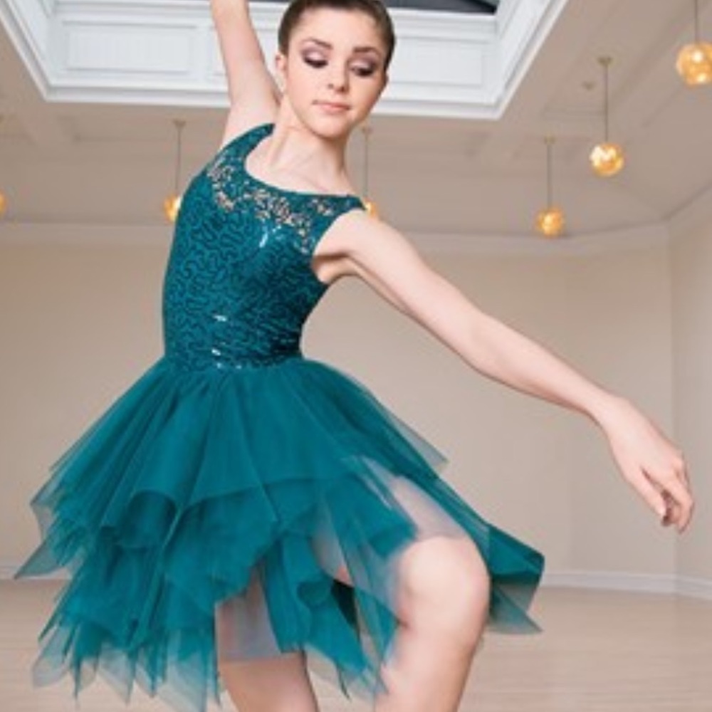 Sequin lace tulles soft tiered tulle dress